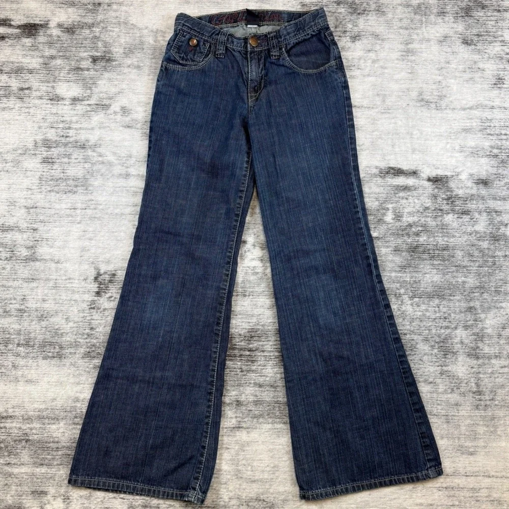 Gap Kids 1969 Dark Wash Flare Leg Jeans Slim Fit‎ Size 12 Adjustable Waist HOL07